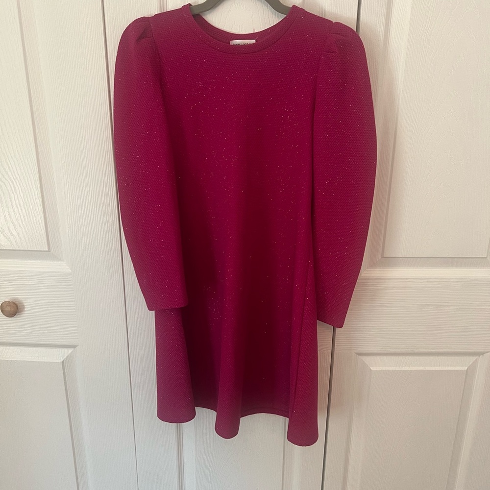 Honey and Rosie Pink Puff Sleeve Sweater Dress